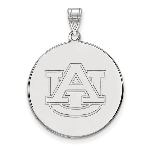 14k White Gold Auburn U XL Disc Pendant